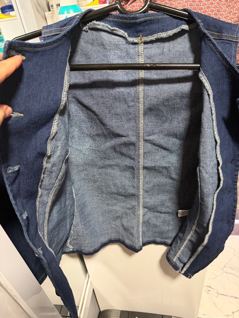 Denim Button-Front Vest with Gold Buttons - Picture 5 of 5